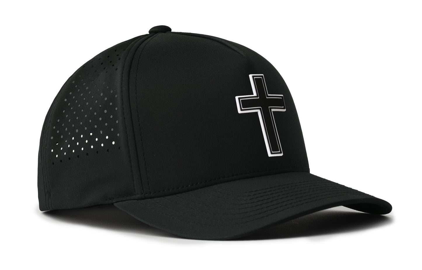 Cross Performance 5-Panel Haka Hat  |  Black PVC Christian Flexfit® Snapback