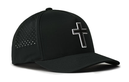 Cross Performance 5-Panel Haka Hat  |  Black PVC Christian Flexfit® Snapback