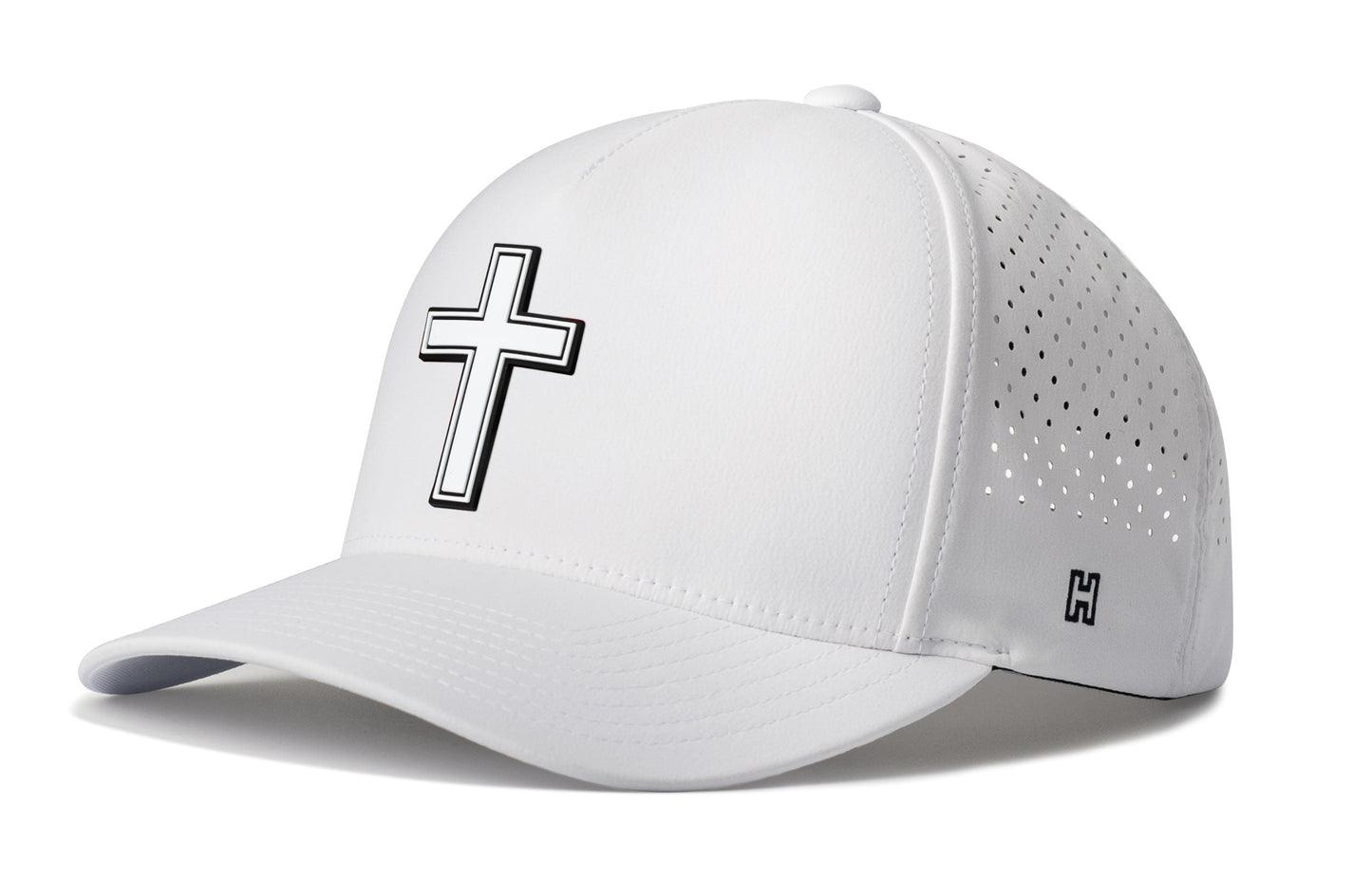 Cross Performance 5-Panel Haka Hat  |  White PVC Christian Flexfit® Snapback