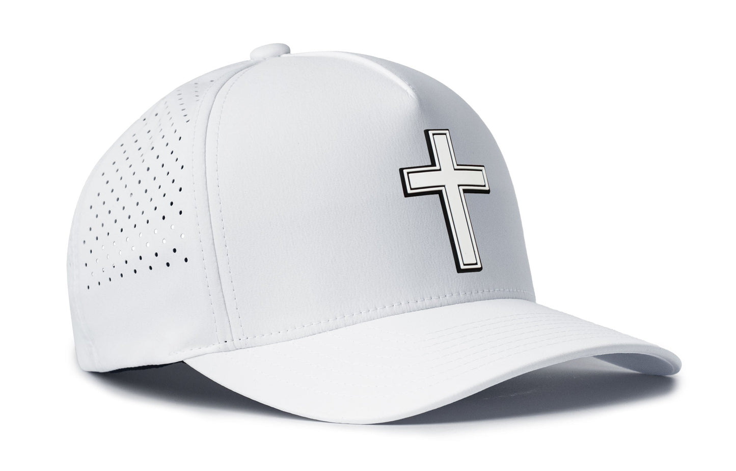 Cross Performance 5-Panel Haka Hat  |  White PVC Christian Flexfit® Snapback