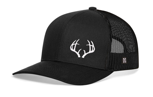 Buck Antler Trucker Hat  |  Black Buck Antler Snapback