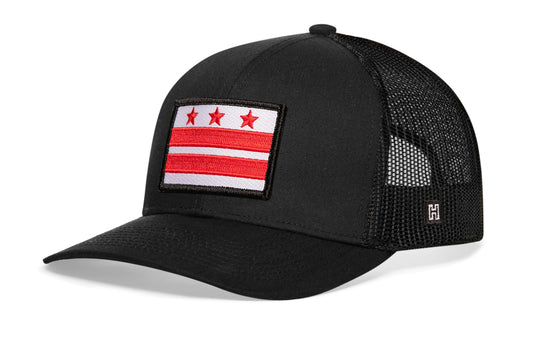 Washington DC Flag Trucker Hat  |  Black Snapback