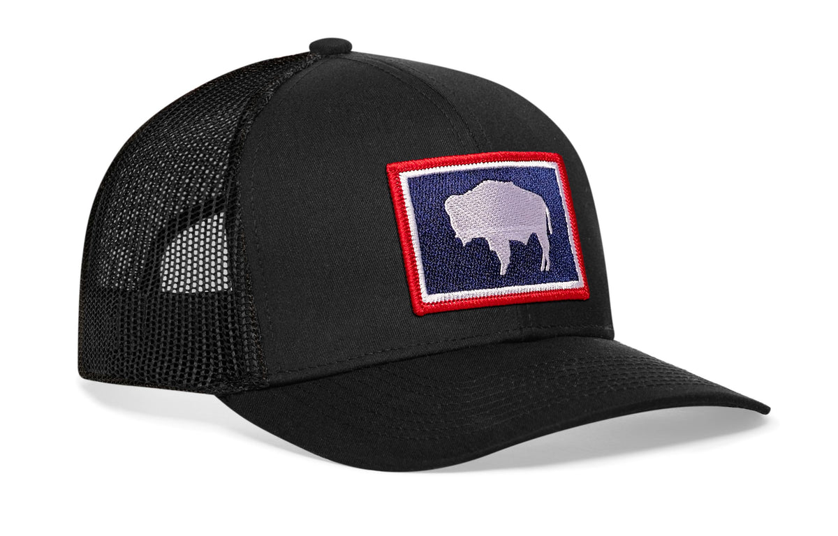 Wyoming Flag Trucker Hat  |  Black WY Snapback Haka