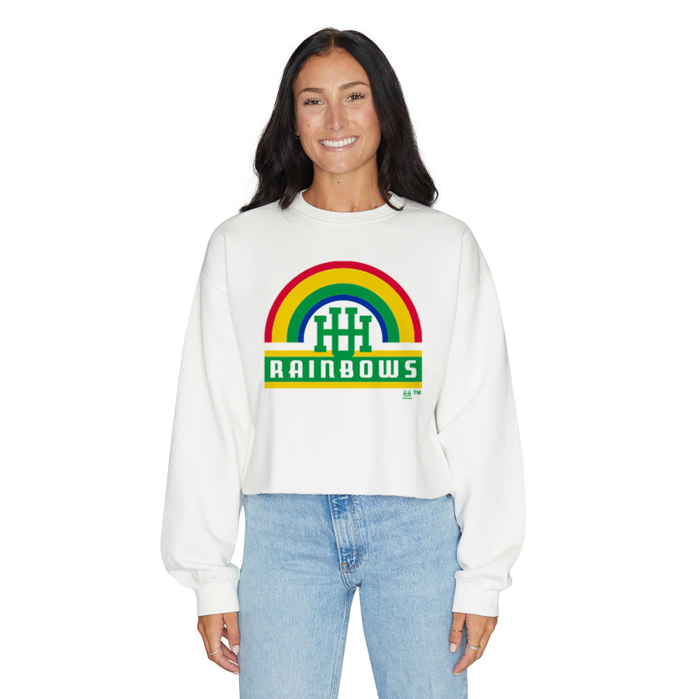 University of Hawaii Vintage Rainbow Womens Crewneck Officially Licensed