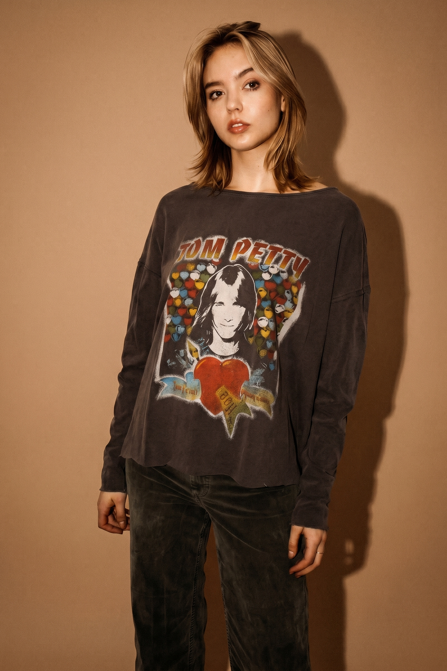 Tom Petty Top Womens Long Sleeve Shirt Black Officially Licensed