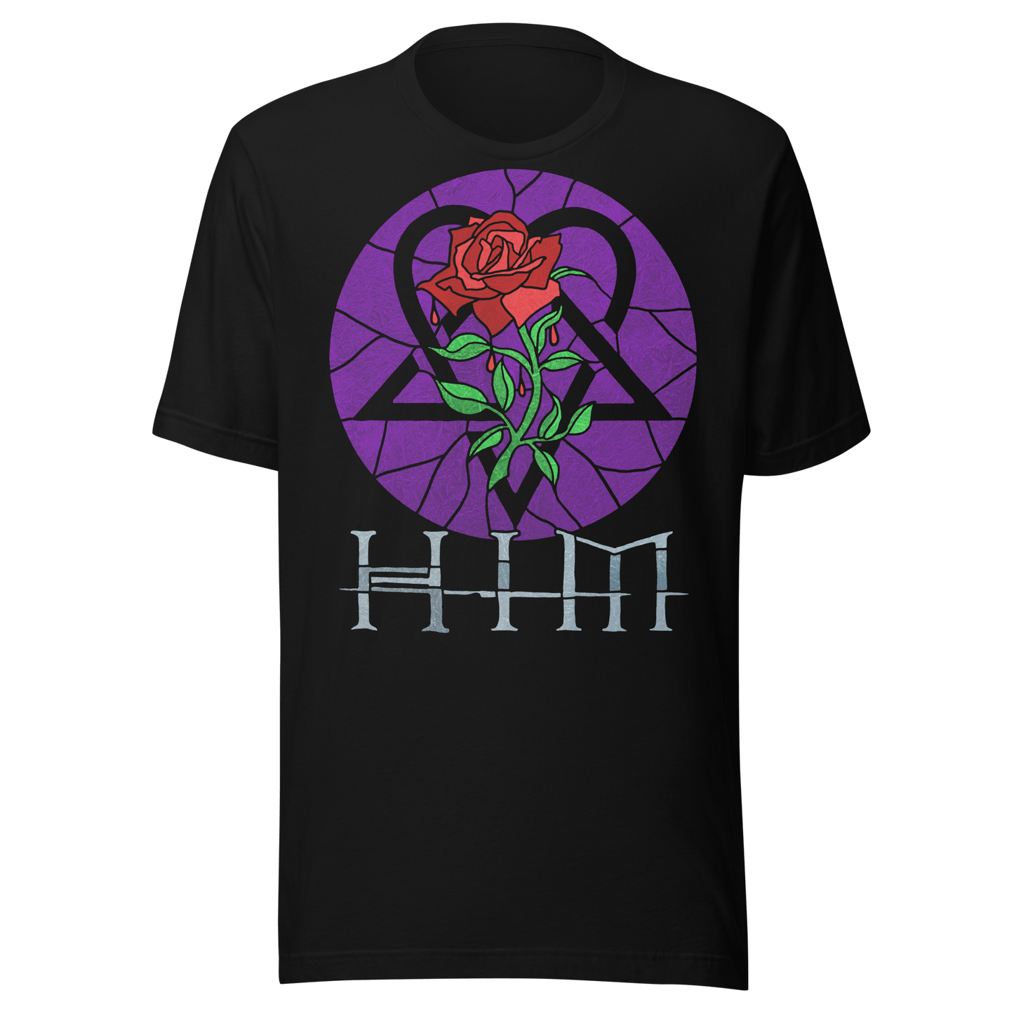HIM Stained Glass Jumbo Print Officially Licensed Mens T Shirt Black