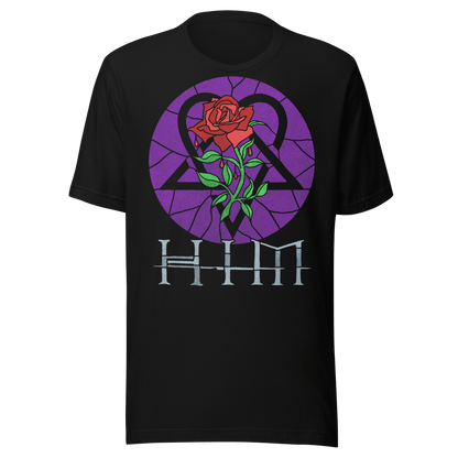 HIM Stained Glass Jumbo Print Officially Licensed Mens T Shirt Black