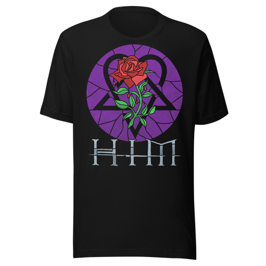 HIM Stained Glass Jumbo Print Officially Licensed Mens T Shirt Black