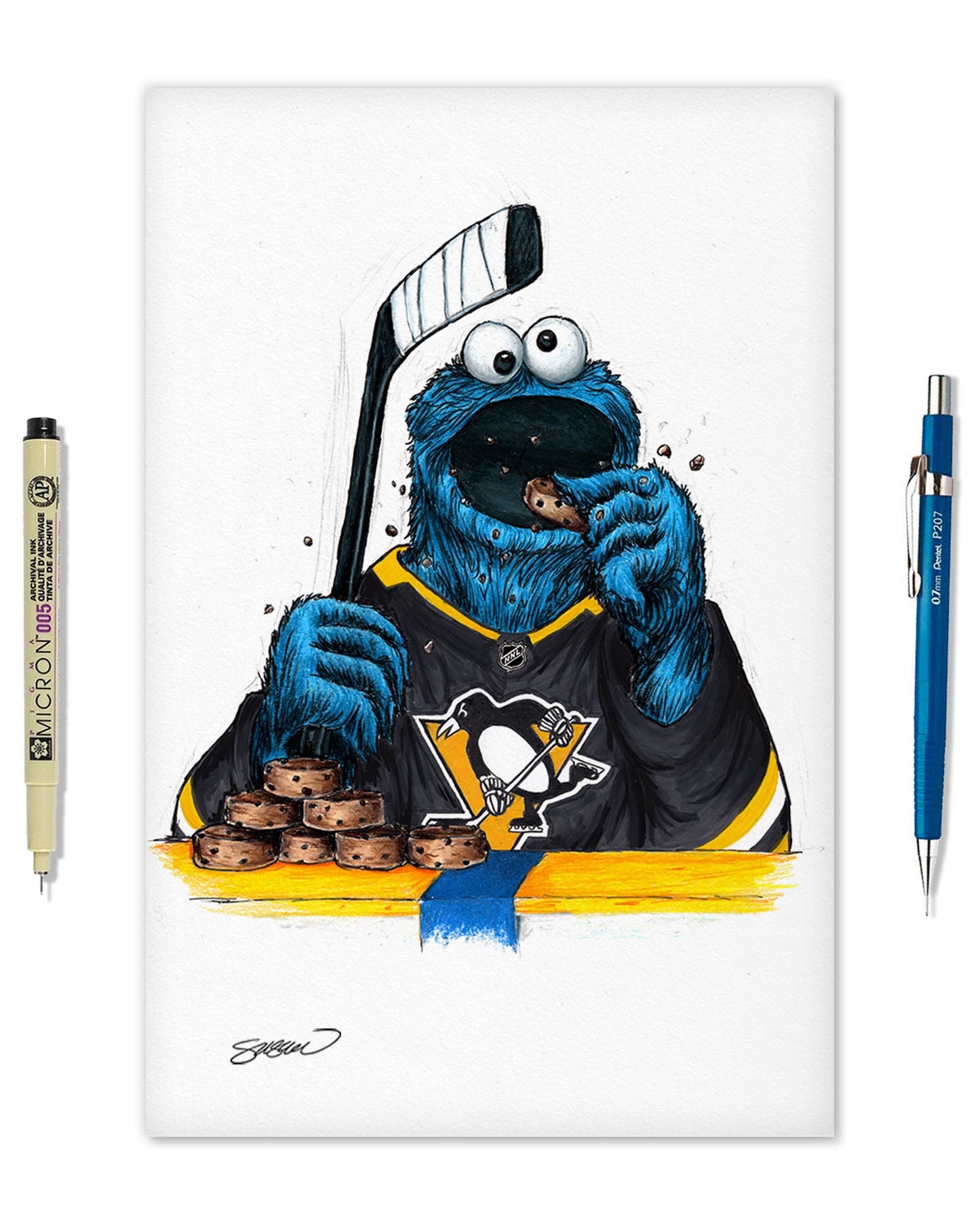 Cookie Monster x NHL Penguins Limited Edition Art Print