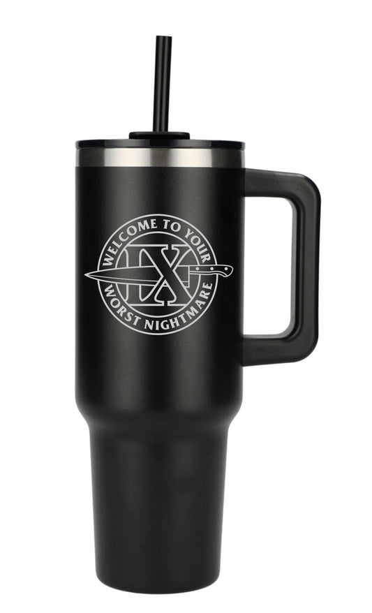 Ice Nine Kills 40oz Drinking Tumbler Cup with Lid and Straw Black