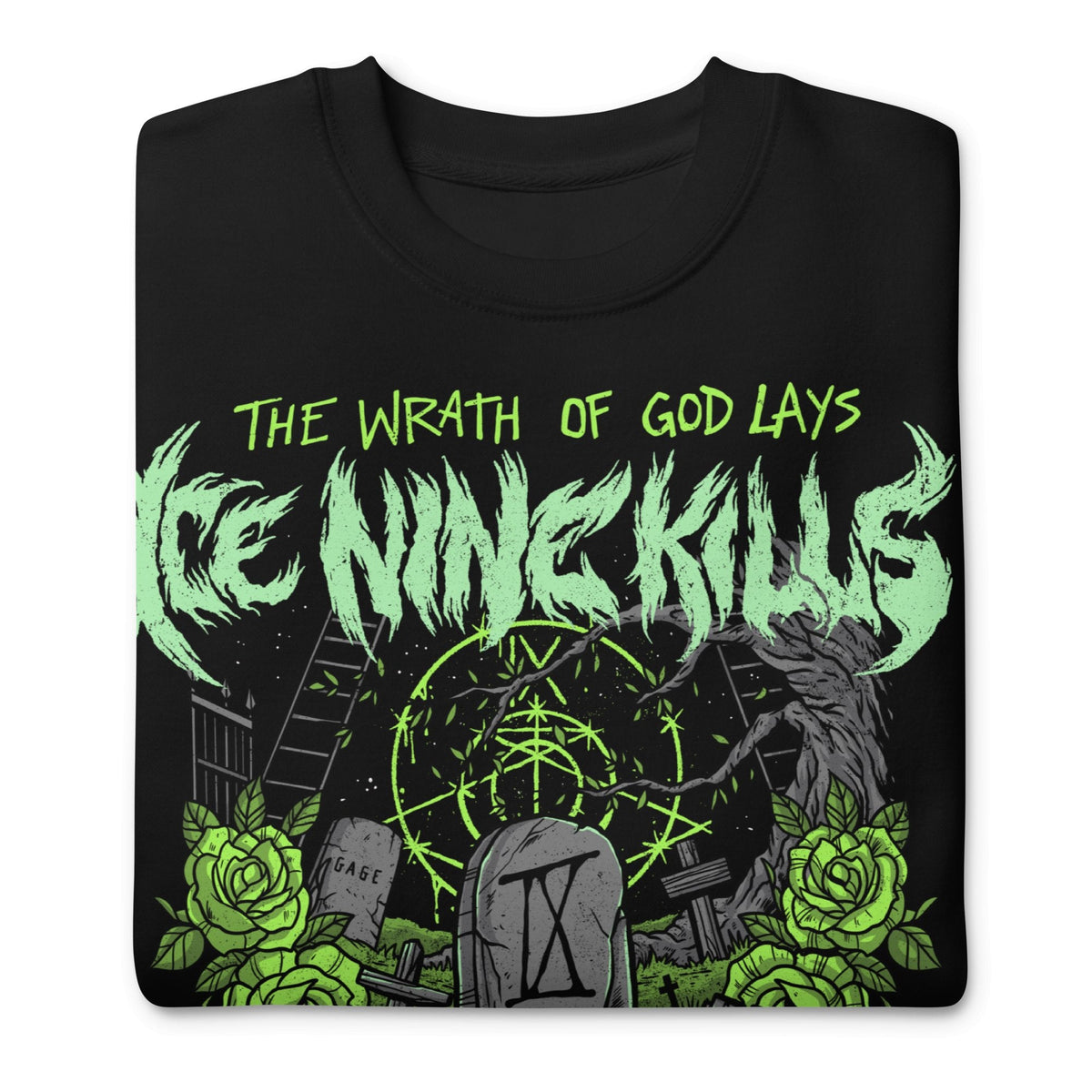 Ice Nine Kills Green Wrath Jumbo Print Mens Sweatshirt Black
