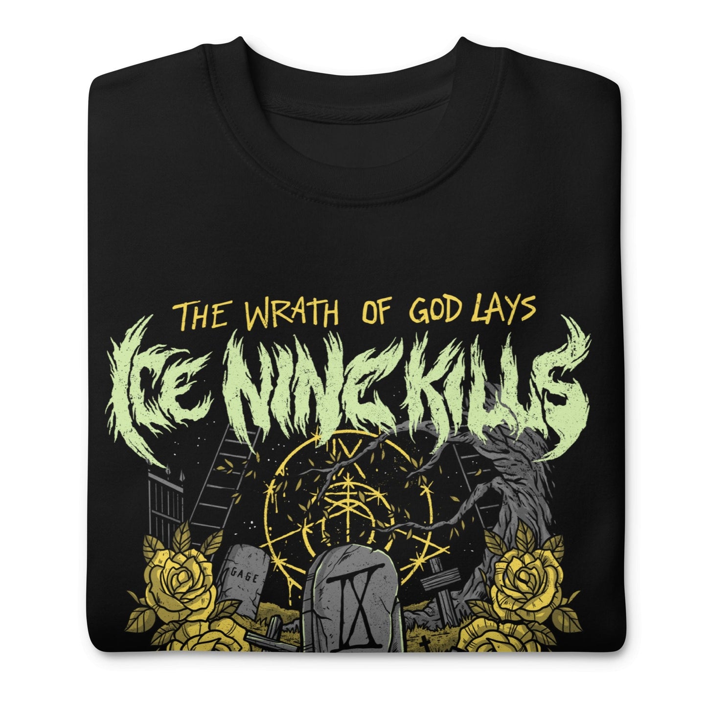 Ice Nine Kills Yellow Wrath Jumbo Print Mens Sweatshirt Black