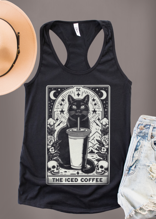 The Iced Coffee Tarot Card Black Cat Tank Top