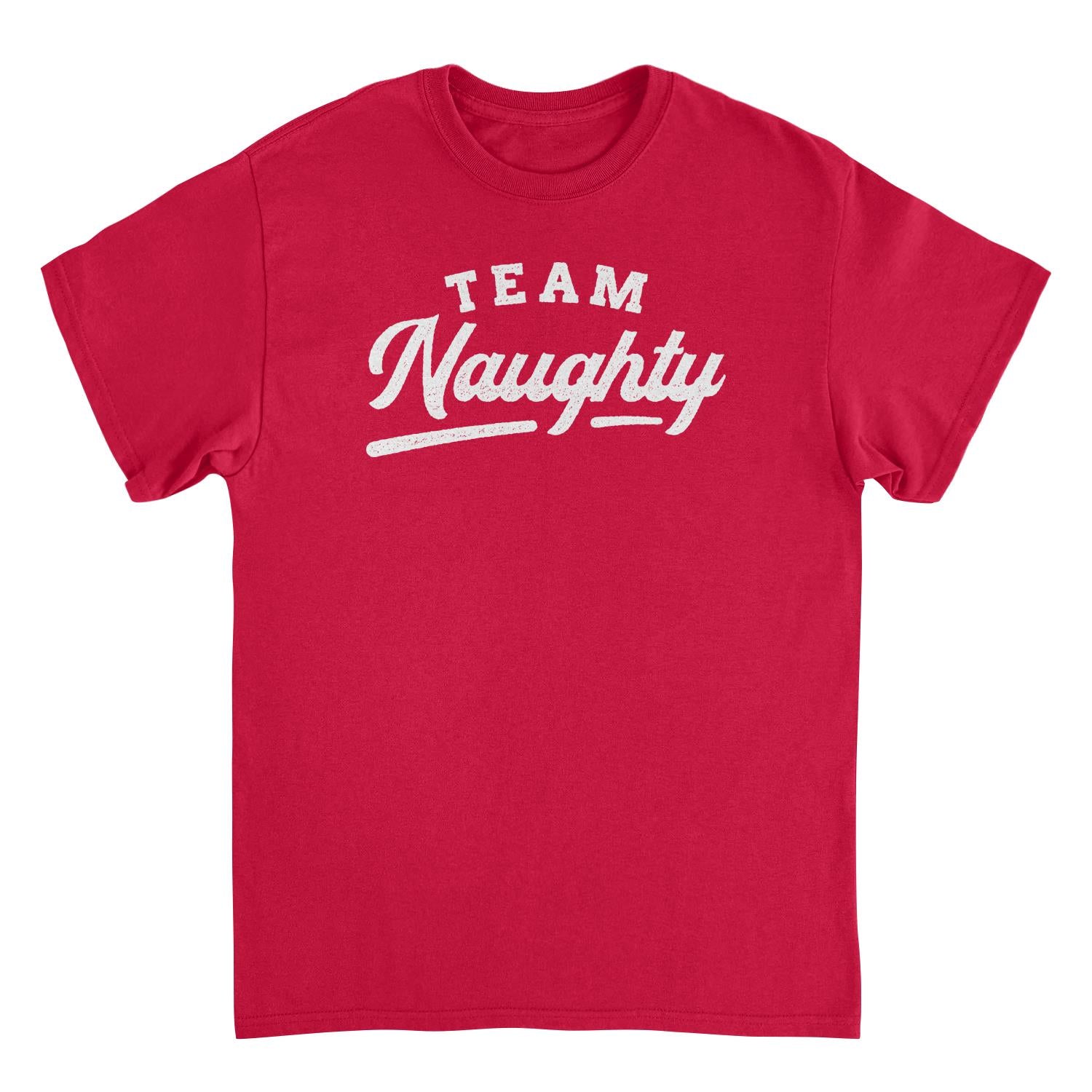 Team Naughty Mens Christmas T-Shirt Red Officially Licensed