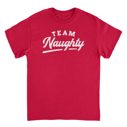 Team Naughty Mens Christmas T-Shirt Red Officially Licensed