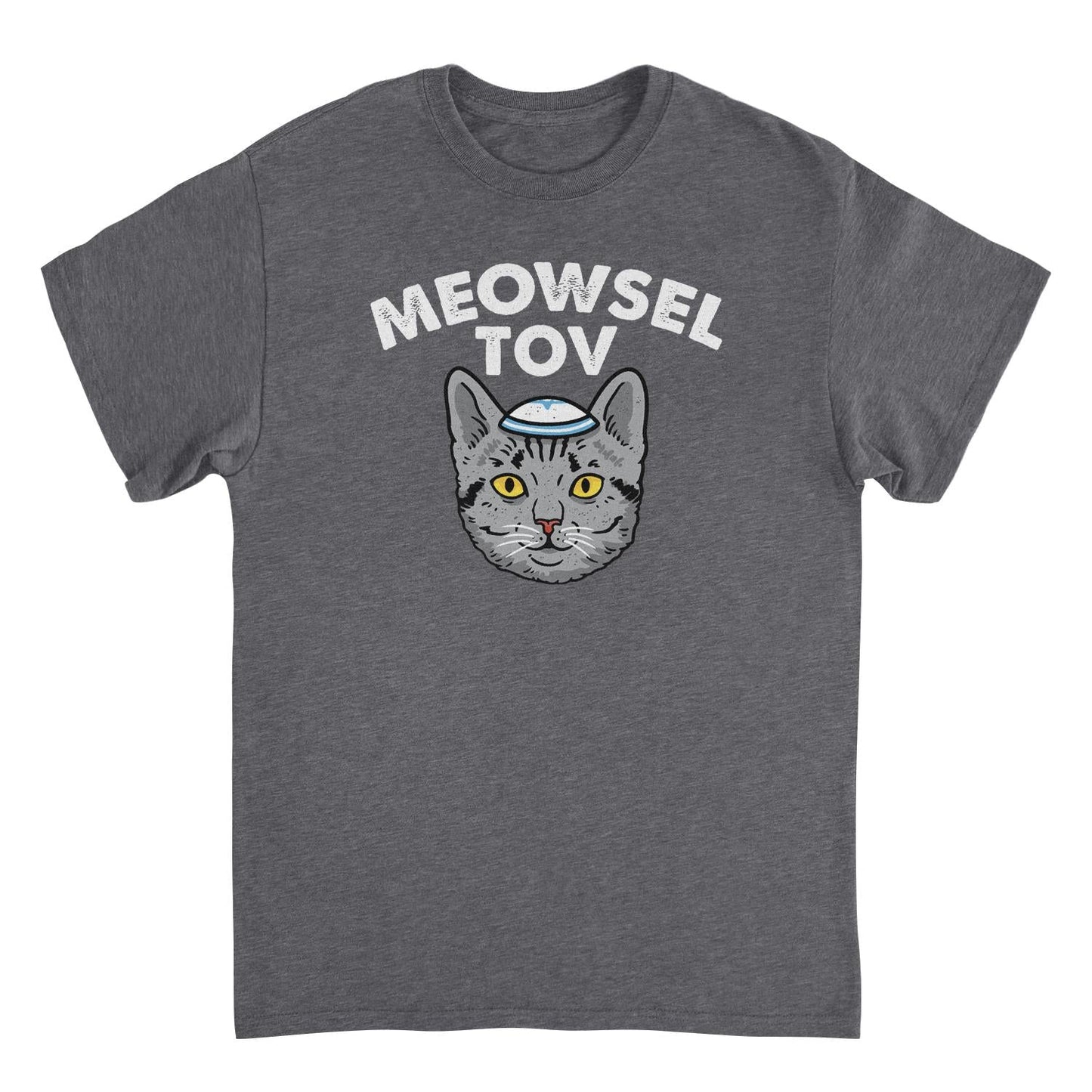 Meowsel Tov Cat Mens Hanukkah T Shirt Charcoal Officially Licensed