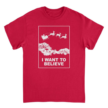 I Want to Believe Mens Christmas T-Shirt Red Officially Licensed