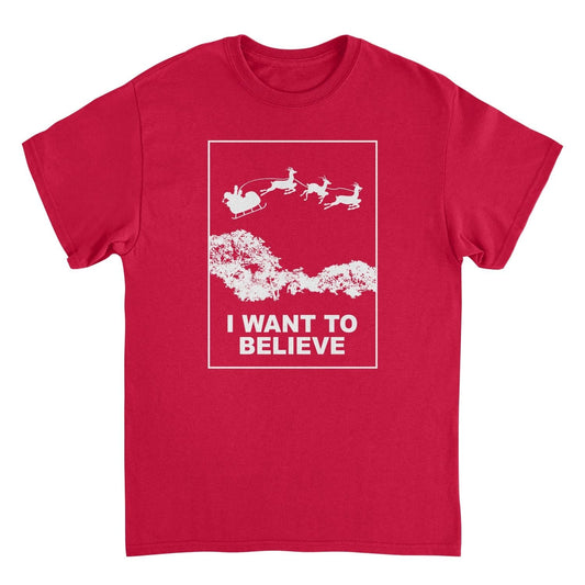 I Want to Believe Mens Christmas T-Shirt Red Officially Licensed