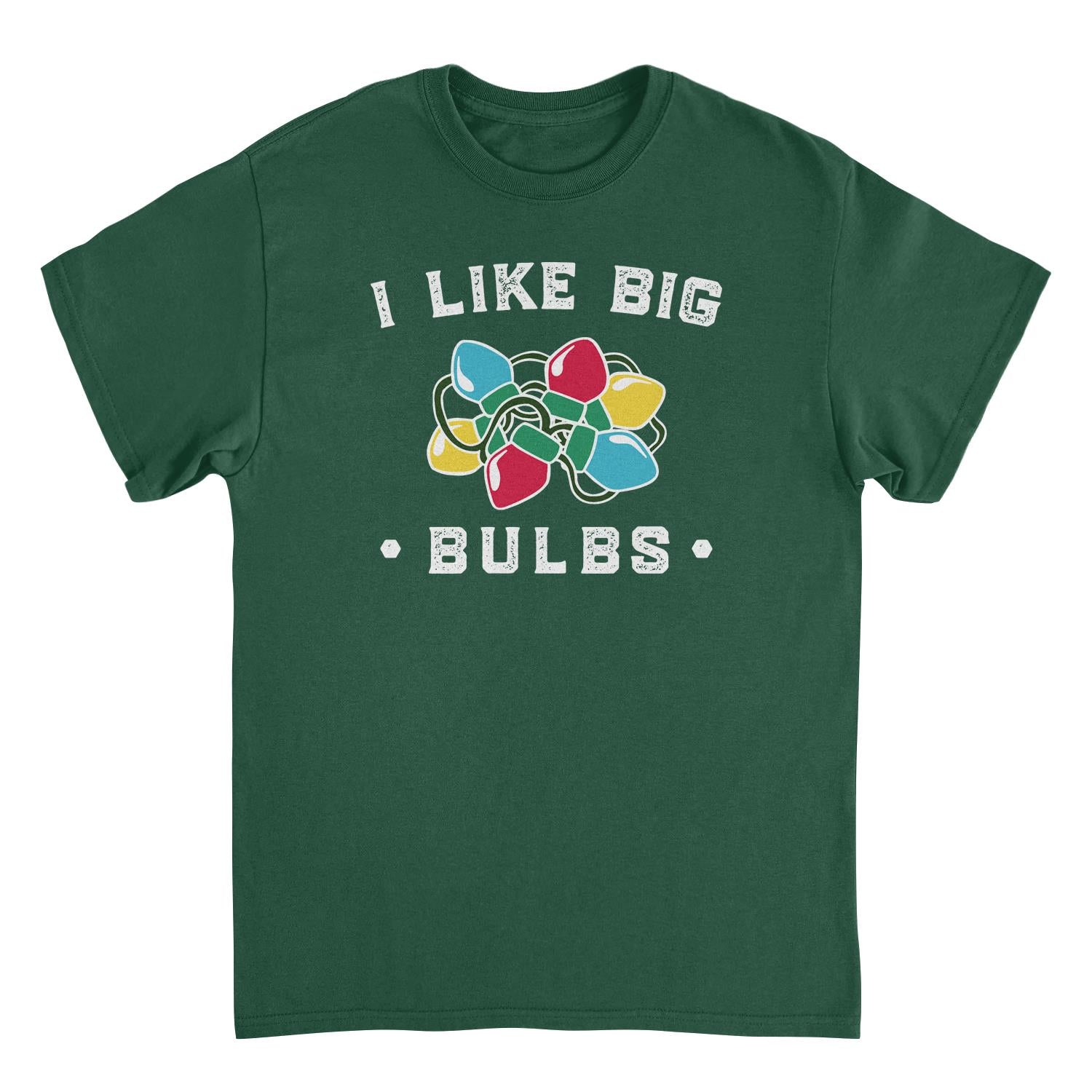 I Like Big Bulbs Mens Christmas T-Shirt Green Officially Licensed