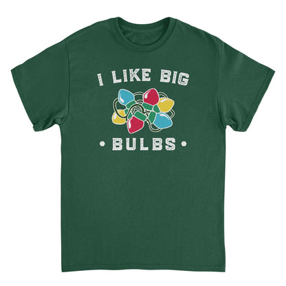 I Like Big Bulbs Mens Christmas T-Shirt Green Officially Licensed