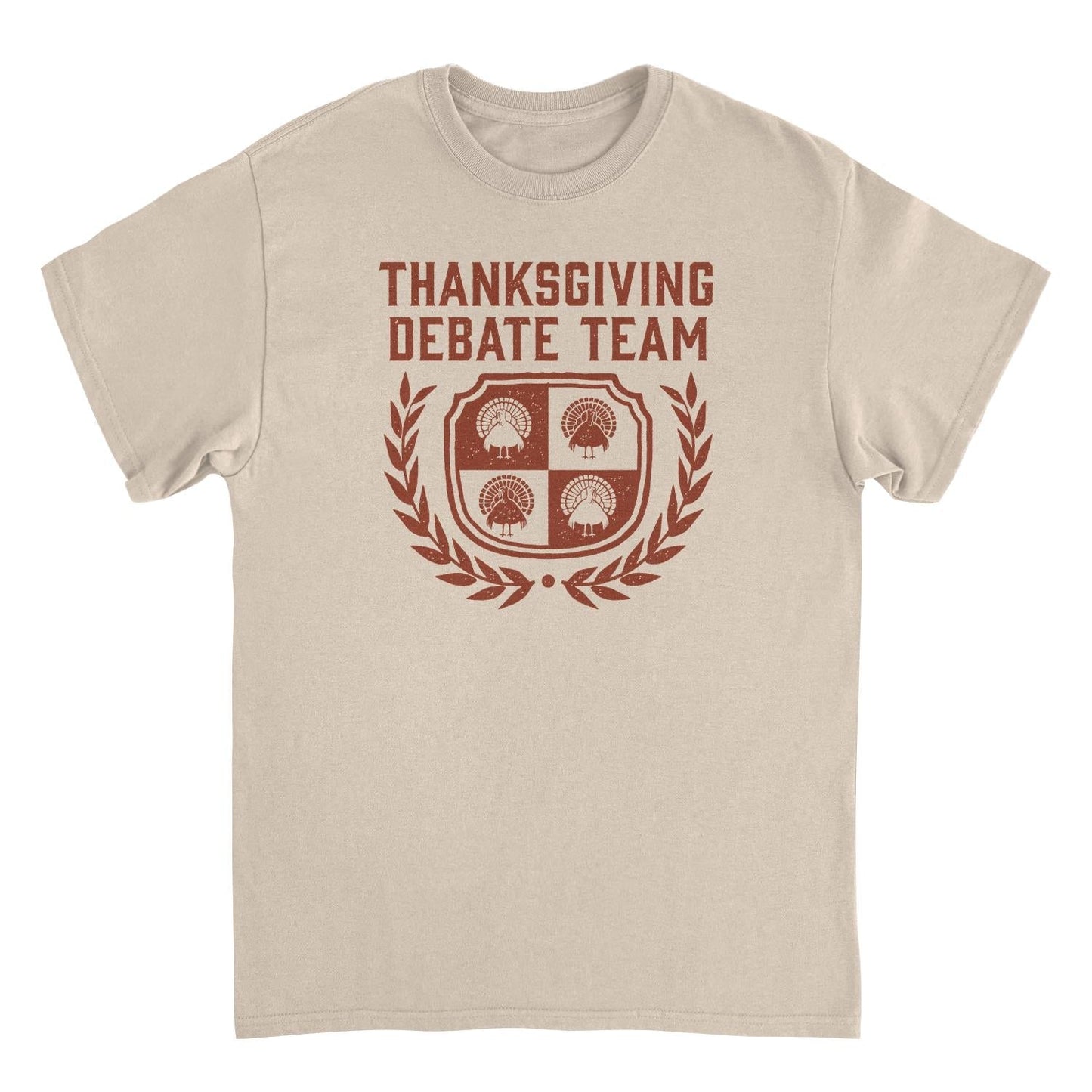 Thanksgiving Debate Team Mens Ideanest T Shirt Tan Officially Licensed
