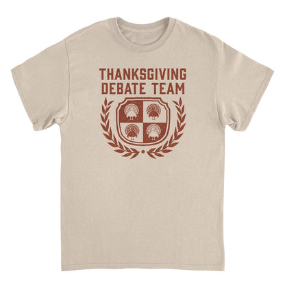 Thanksgiving Debate Team Mens Ideanest T Shirt Tan Officially Licensed
