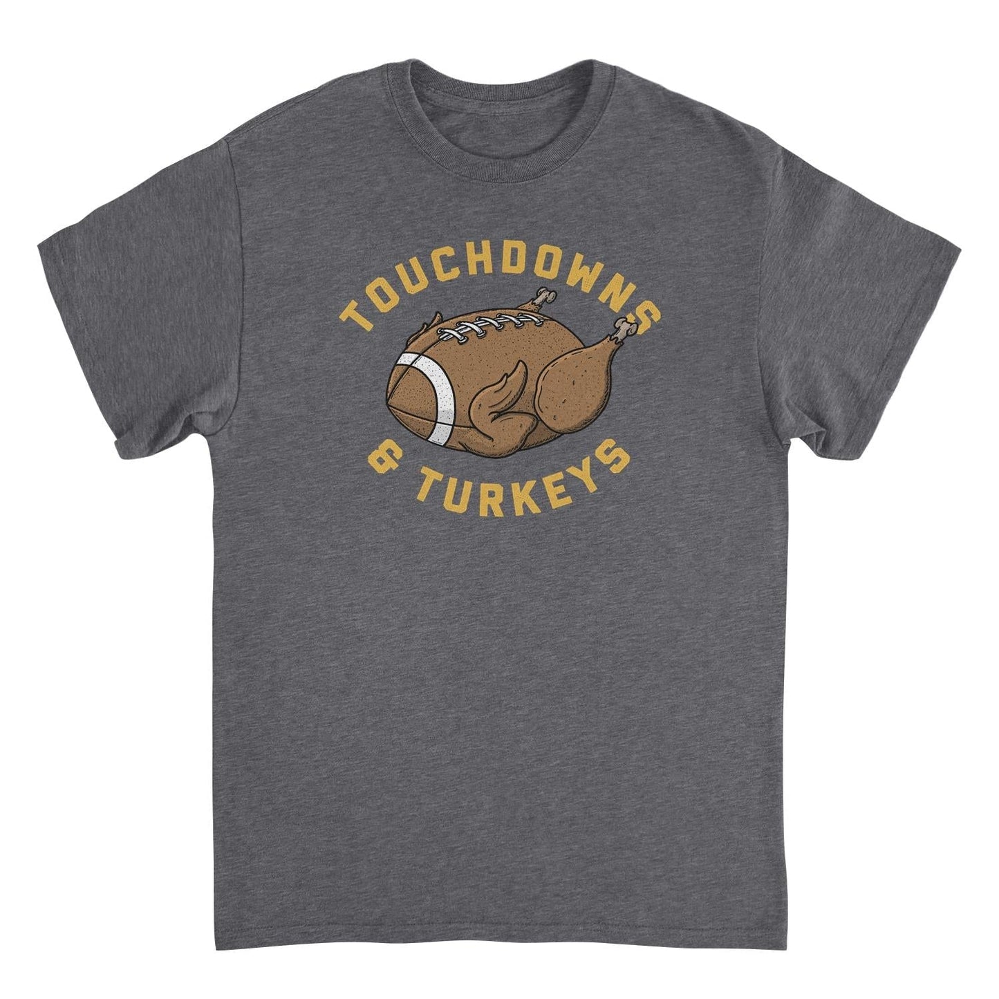 Touchdowns and Turkeys Football Mens Ideanest T Shirt Charcoal Officially Licensed