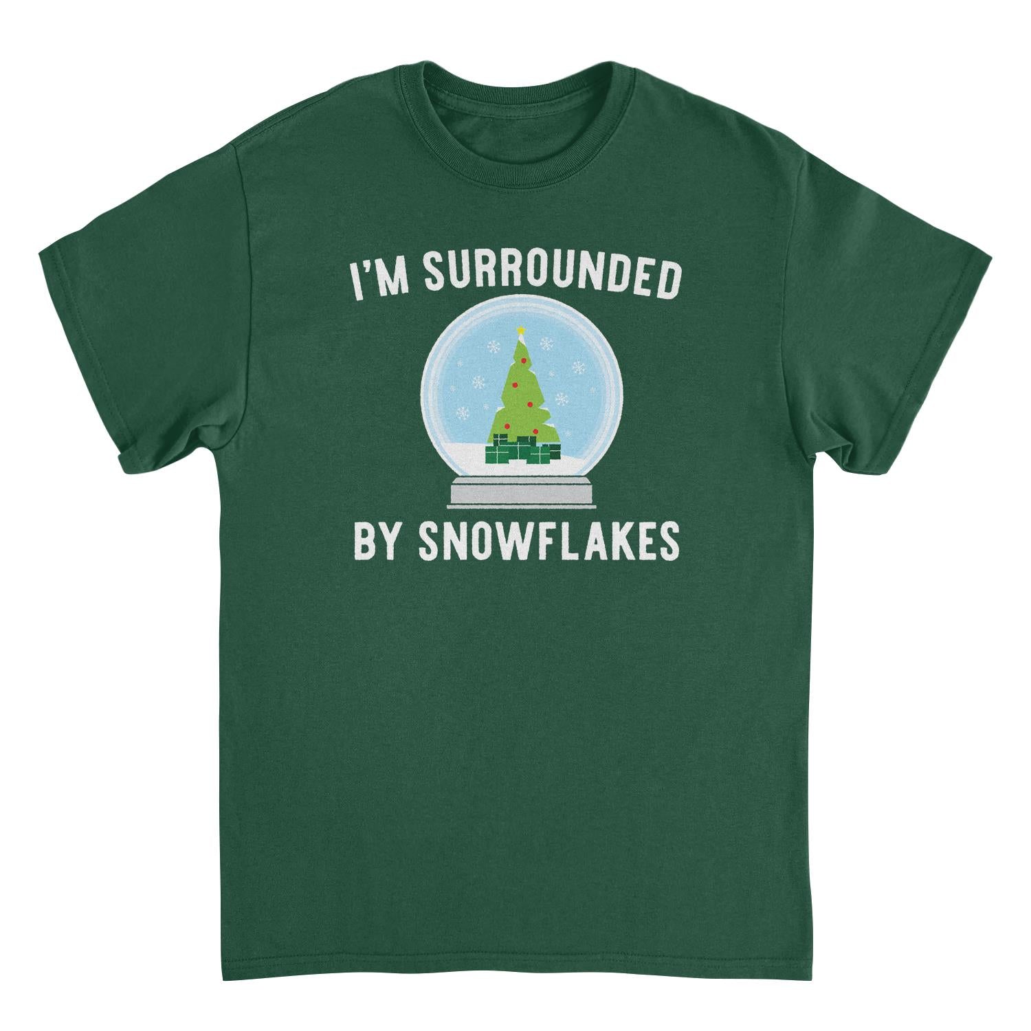 I'm Surrounded by Snowflakes Mens Christmas T-Shirt Green Officially Licensed
