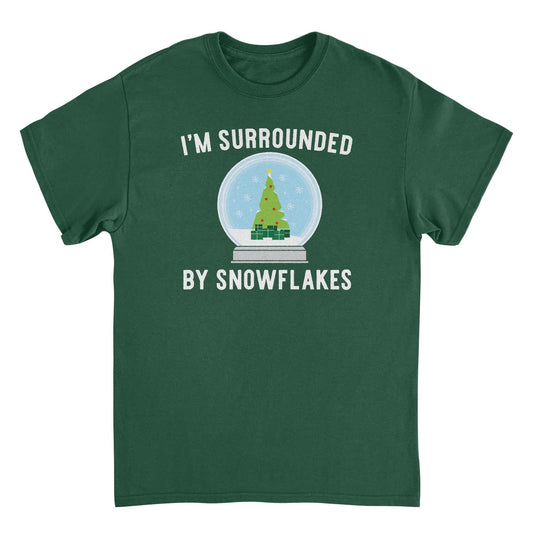 I'm Surrounded by Snowflakes Mens Christmas T-Shirt Green Officially Licensed