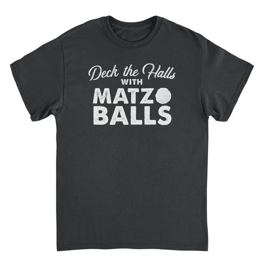Deck the Halls with Matzo Balls Mens Hanukkah T Shirt Black Officially Licensed