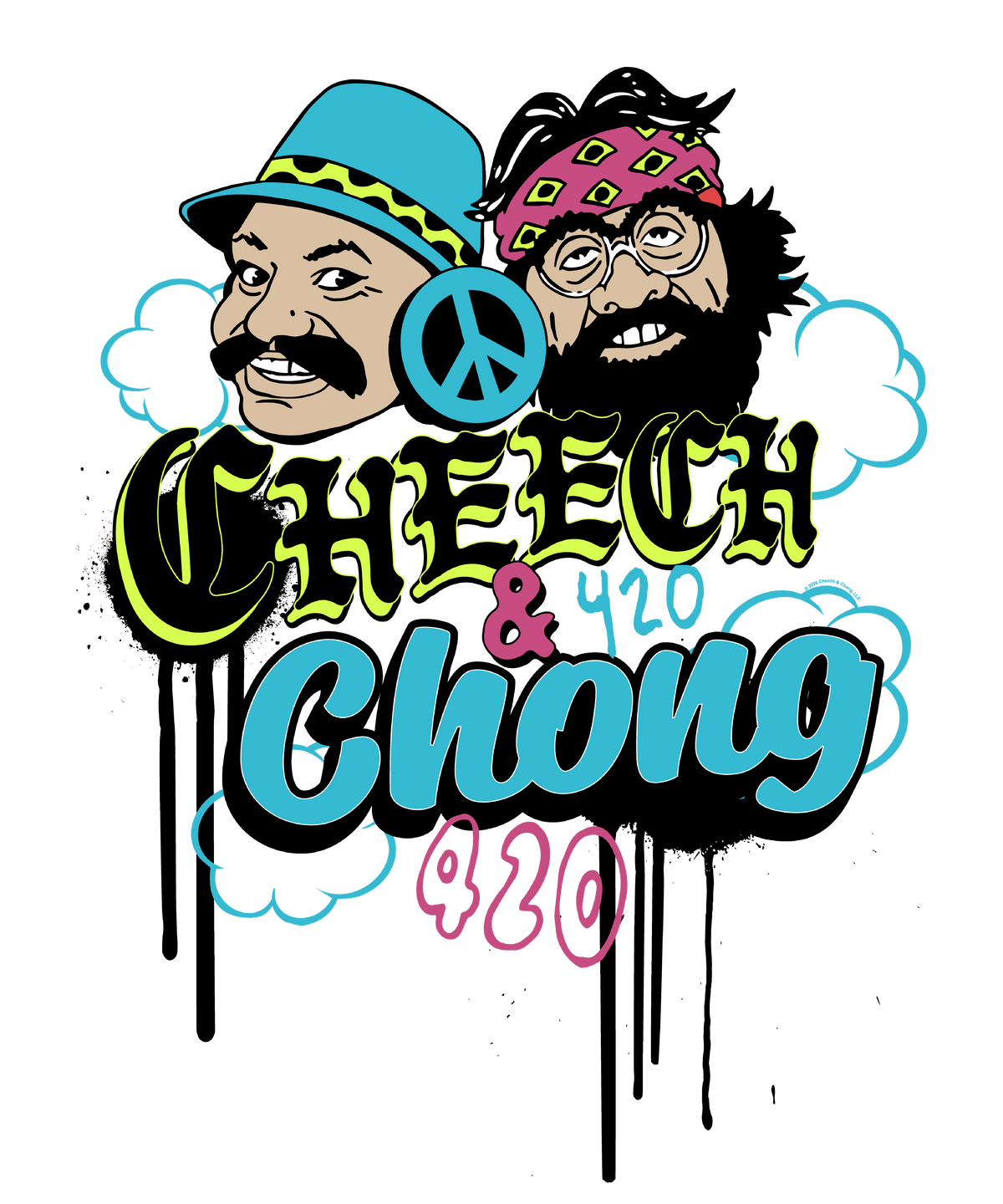 Cheech & Chong 420 Duo Peace Sign Mens T Shirt Grey Officially Licensed