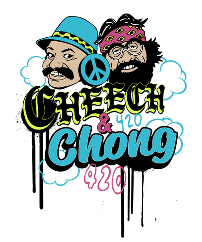 Cheech & Chong 420 Duo Peace Sign Mens T Shirt Grey Officially Licensed