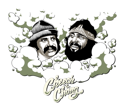 Cheech & Chong Faces Smoke Cloud Mens T Shirt Grey Officially Licensed