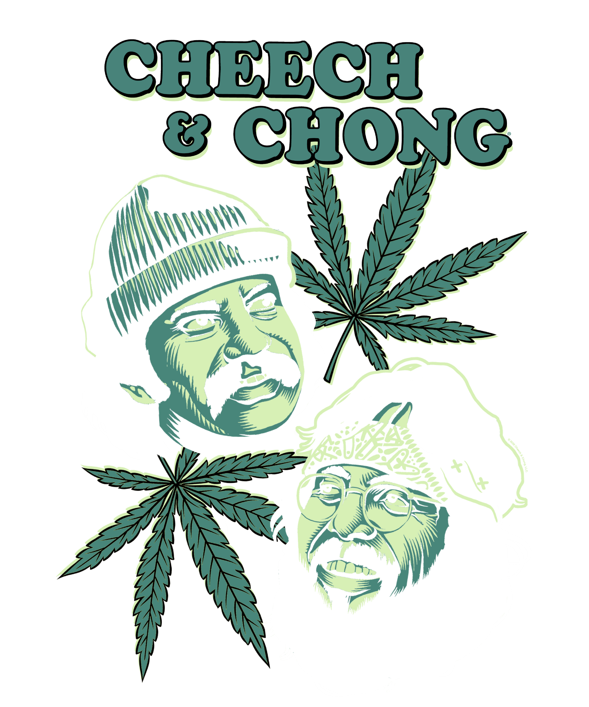 Cheech & Chong Duo Portrait Leaf Mens T Shirt Black Officially Licensed