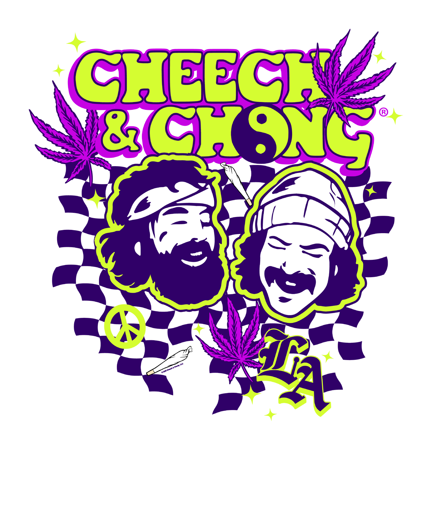 Cheech & Chong LA Yin Yang Mens T Shirt Charcoal Grey Officially Licensed