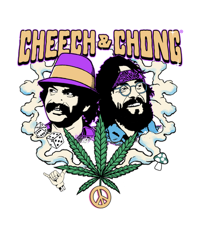Cheech & Chong Duo Portrait Dice Peace Leaf Mens T Shirt Black Officially Licensed
