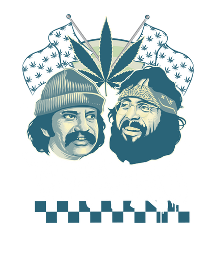 Cheech & Chong Team 420 Duo Leaf Flags Mens T Shirt Black Officially Licensed