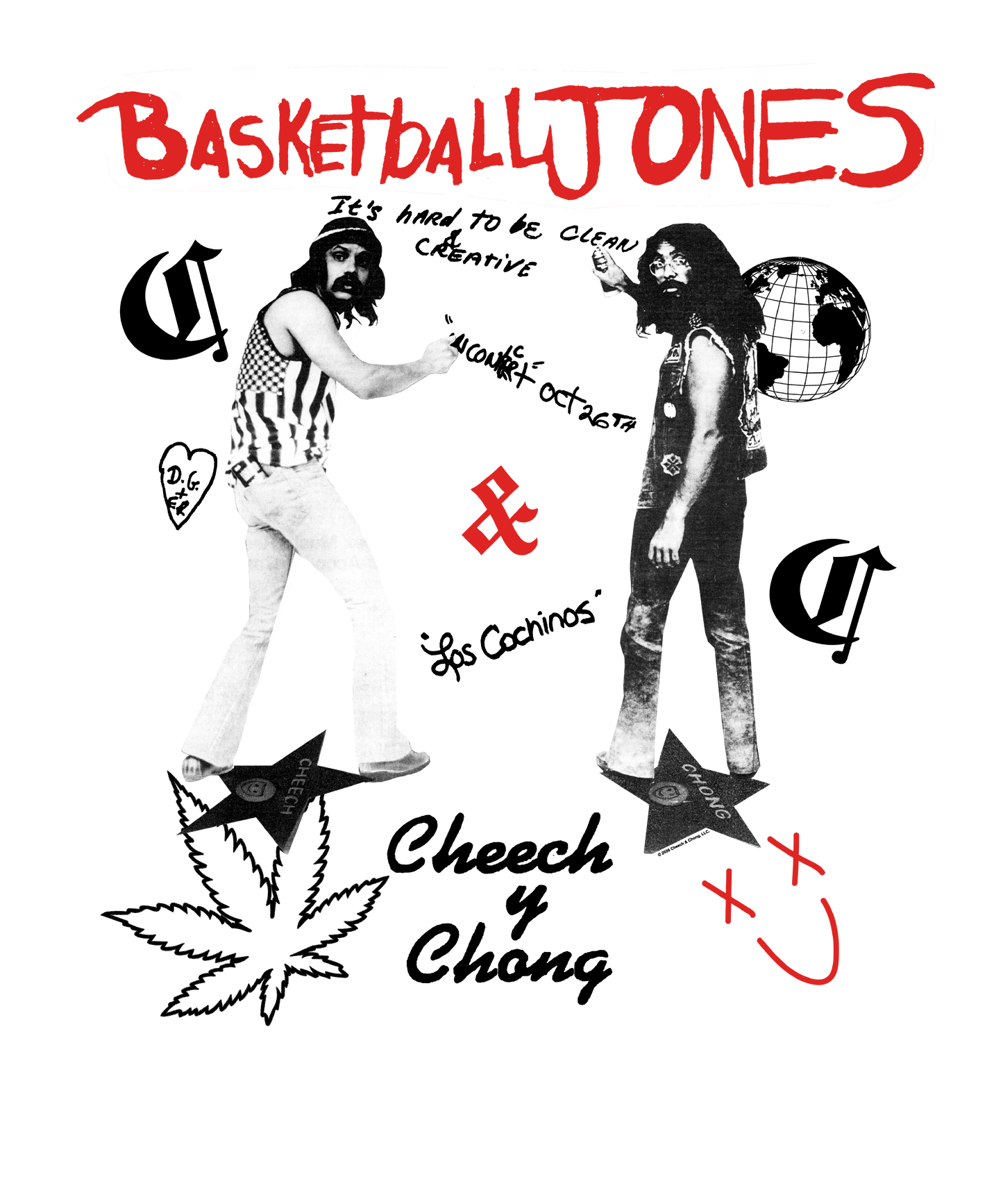Cheech & Chong Basketball Jones Retro Mens T Shirt Grey Officially Licensed
