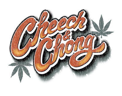 Cheech & Chong Vintage Script Distressed Leaf Logo Mens T Shirt Grey Officially Licensed