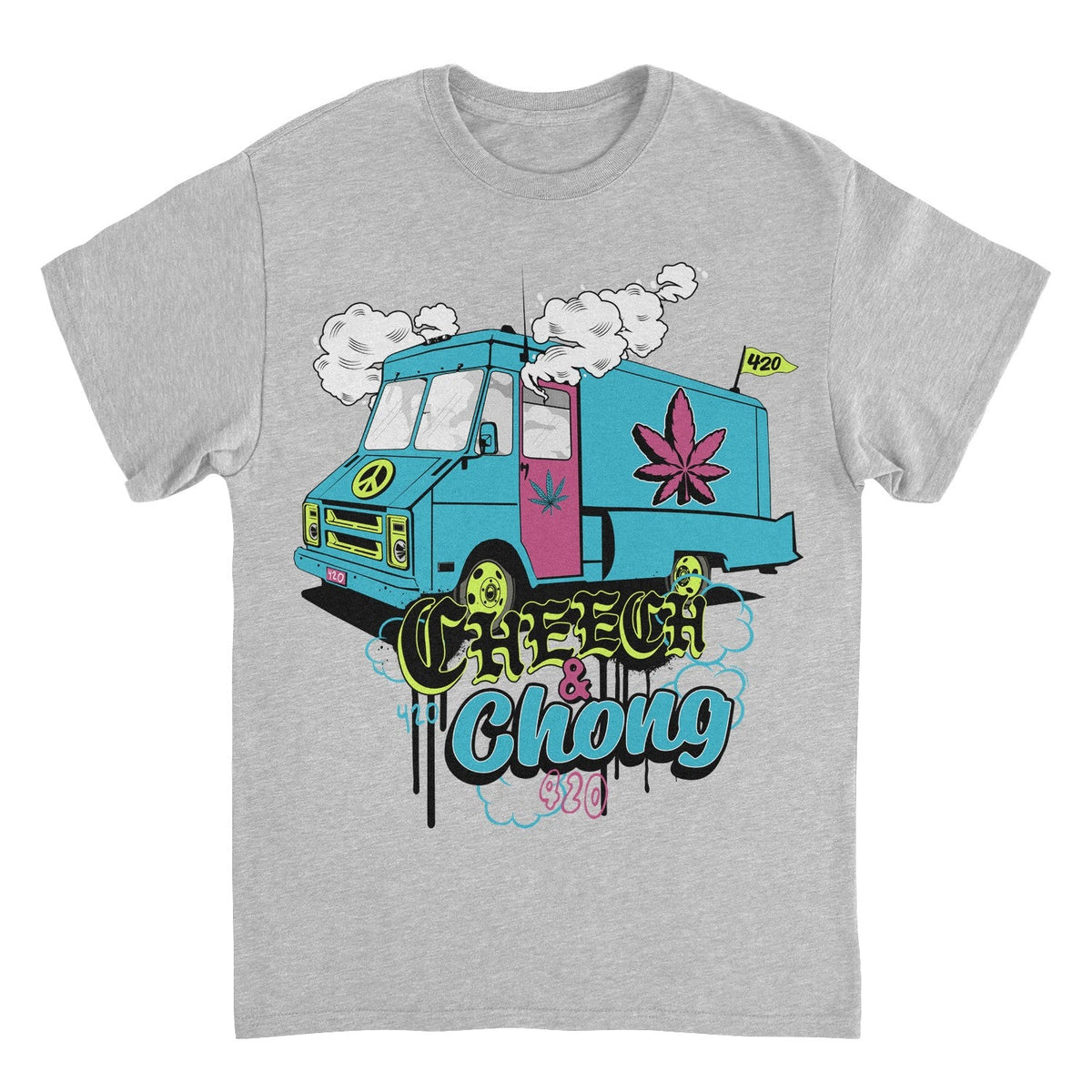 Cheech & Chong 420 Truck Leaf Mens T Shirt Grey Officially Licensed