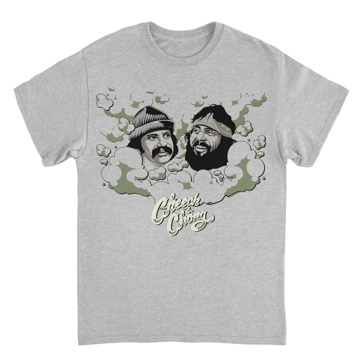 Cheech & Chong Faces Smoke Cloud Mens T Shirt Grey Officially Licensed