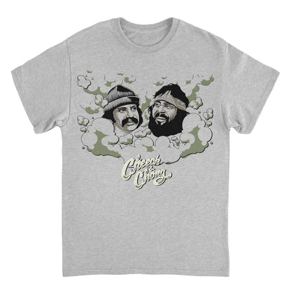 Cheech & Chong Faces Smoke Cloud Mens T Shirt Grey Officially Licensed