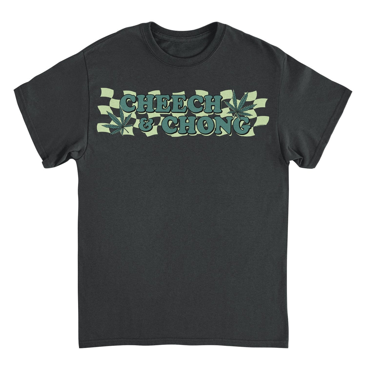 Cheech & Chong Checkered Leaf Mens T Shirt Black Officially Licensed