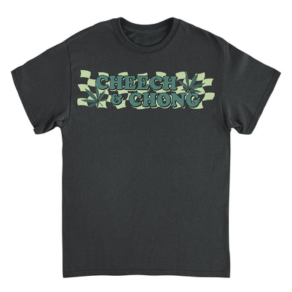 Cheech & Chong Checkered Leaf Mens T Shirt Black Officially Licensed