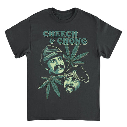 Cheech & Chong Duo Portrait Leaf Mens T Shirt Black Officially Licensed