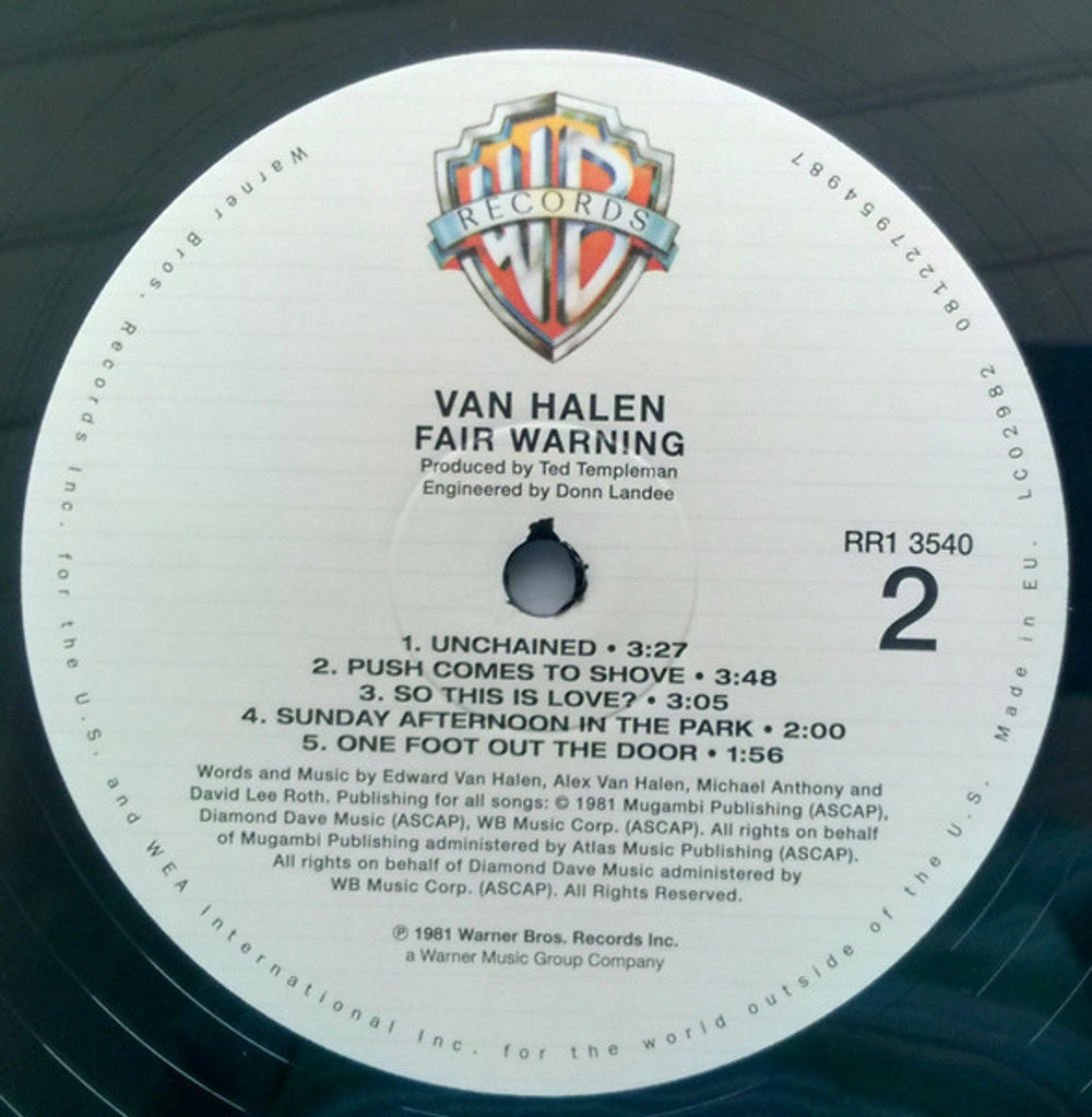 Van Halen – Fair Warning (LP Vinyl) Vinyl Record