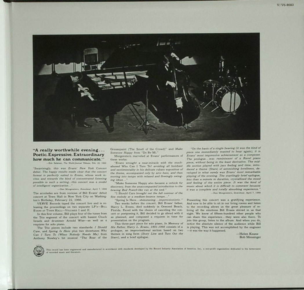 Bill Evans – At Town Hall, Volume One (LP Vinyl) Vinyl Record