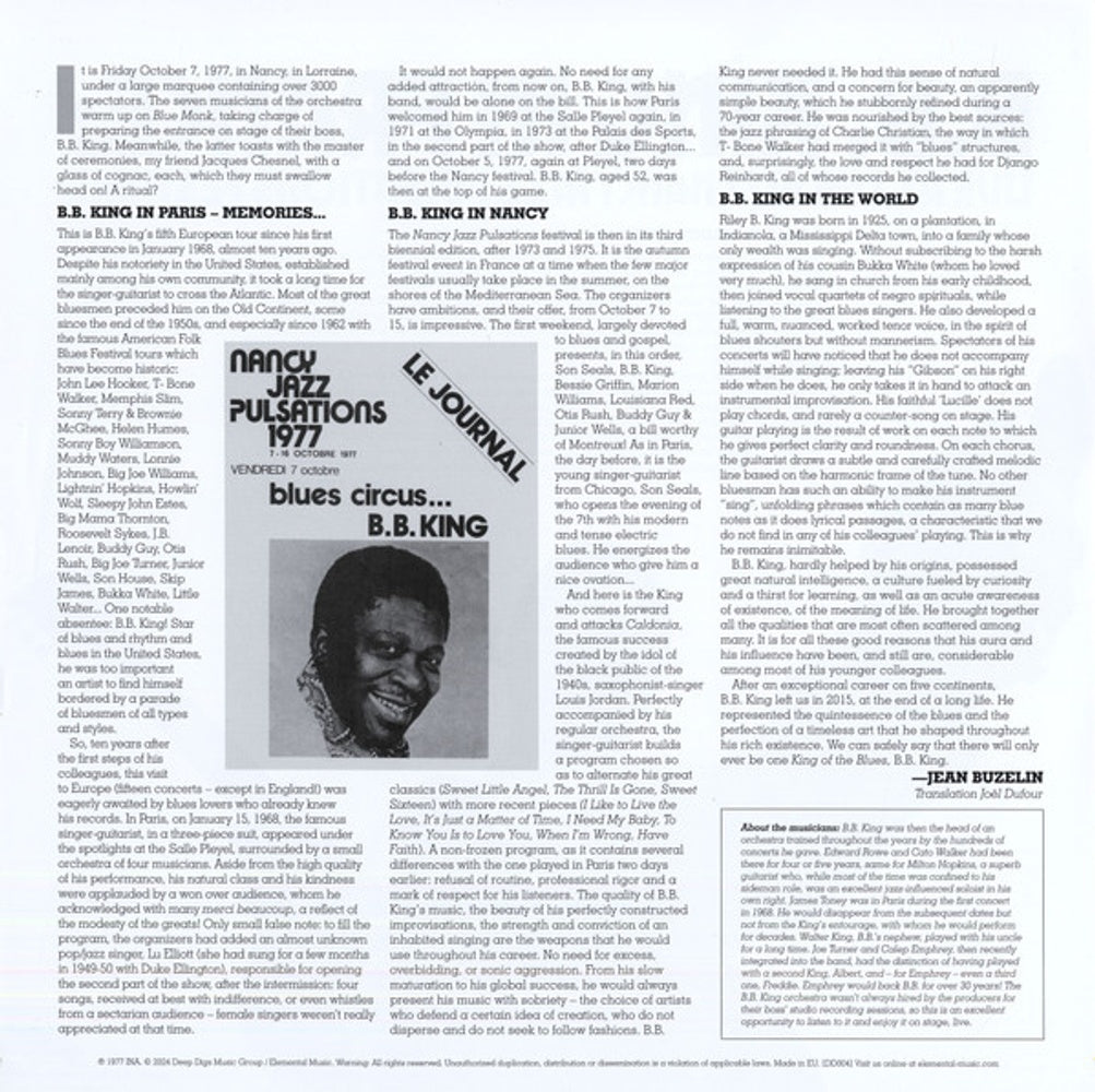 B.B. King – In France: Live at the Nancy Jazz Pulsations Festival (2-LP Vinyl) Vinyl Record