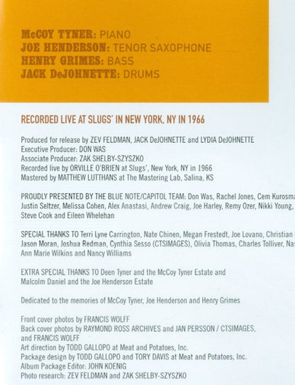 McCoy Tyner  / Joe Henderson – Forces Of Nature: Live At Slugs' (2-CD)