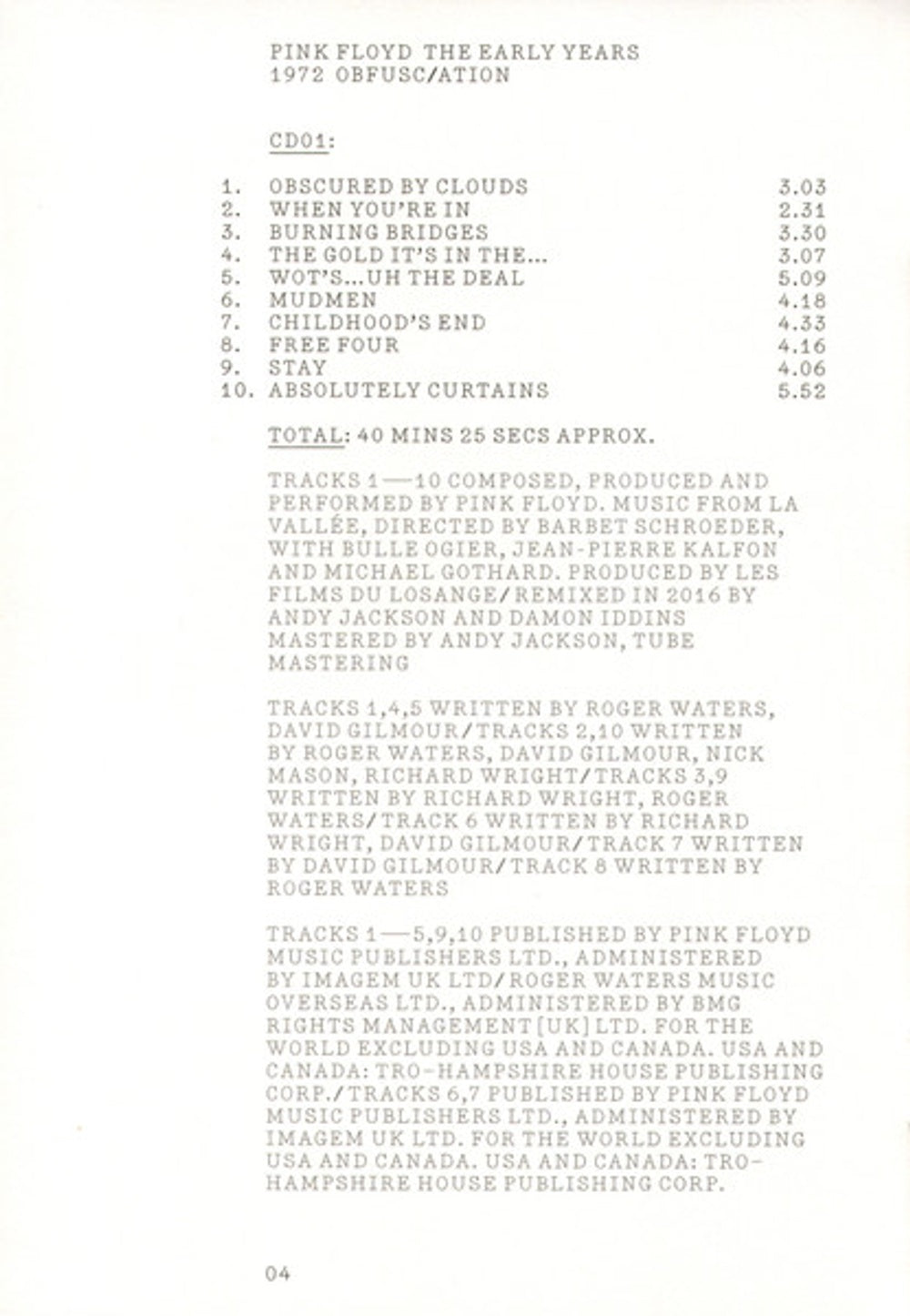 Pink Floyd – 1972 Obfusc/Ation (2-CD/DVD/Blu-ray)